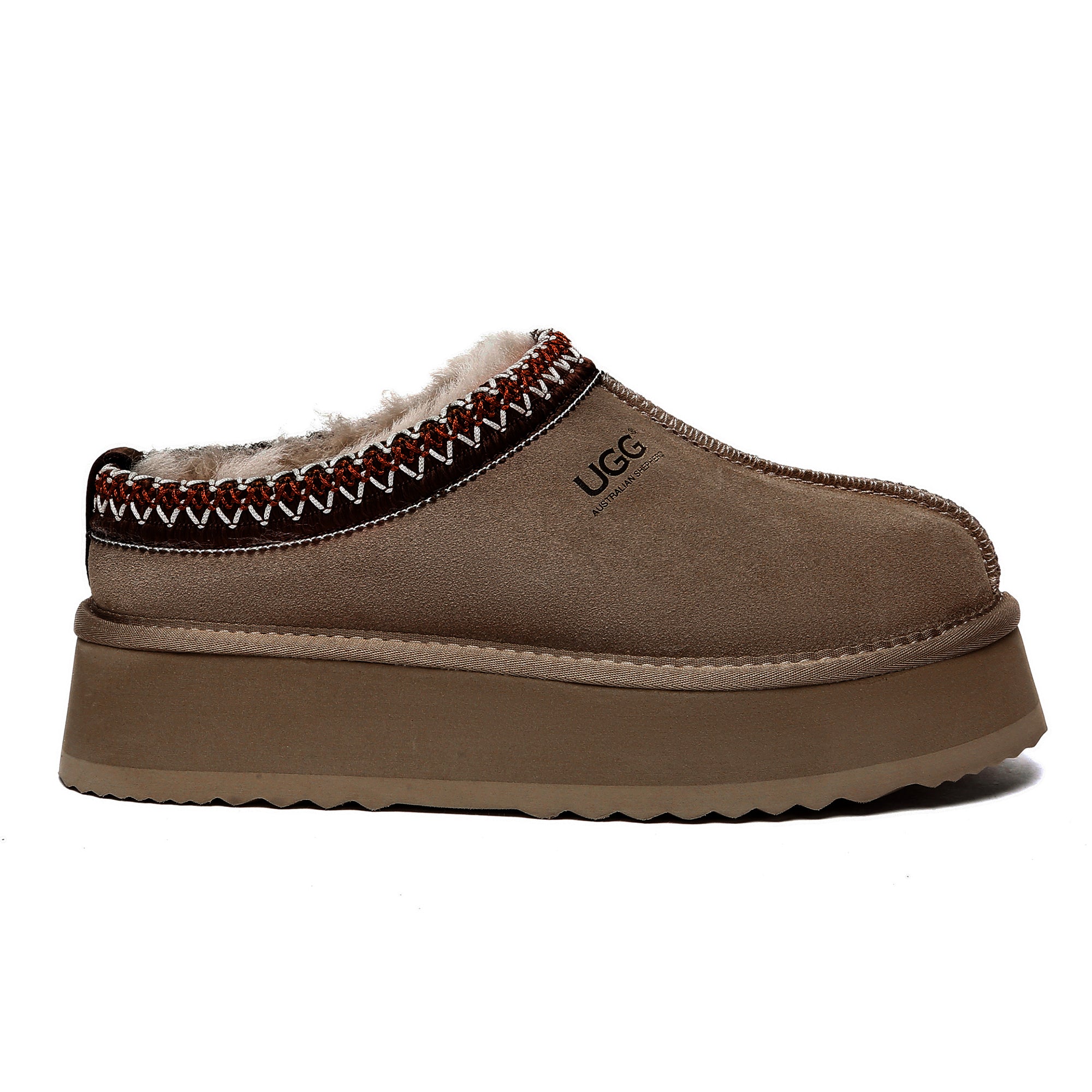 Brown Vinny UGG platform slippers by EverUgg with plush interior and sturdy sole, designed for comfort and style.