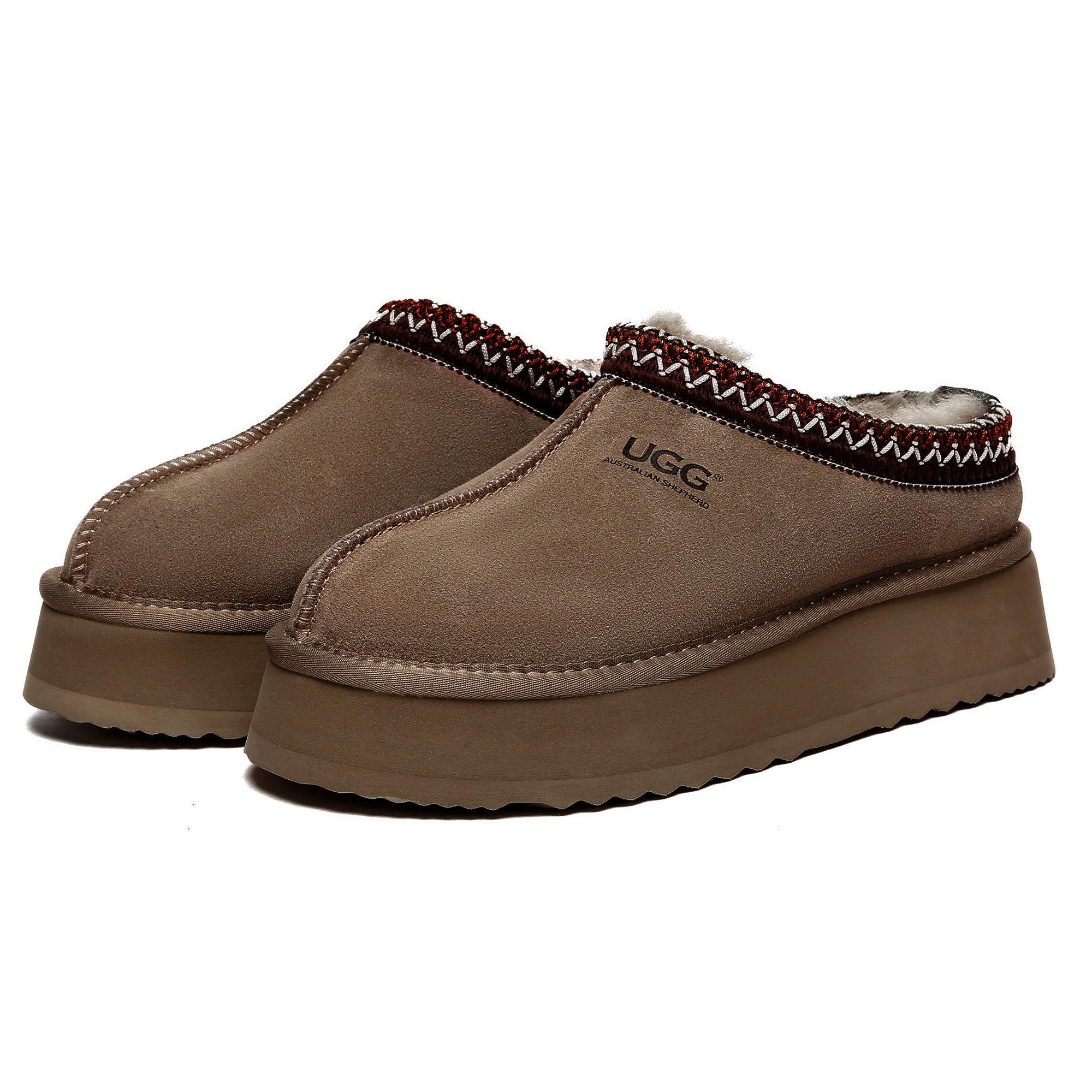 Brown Vinny UGG platform slippers by EverUgg featuring plush interior and sturdy sole for comfortable indoor wear.
