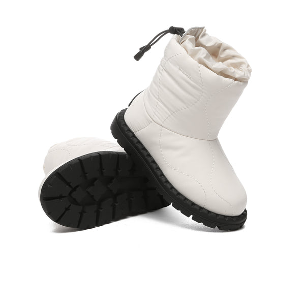 Kids waterproof sheepskin UGG boots by EverUgg featuring soft fabric exterior and cozy sheepskin lining for warmth and comfort.