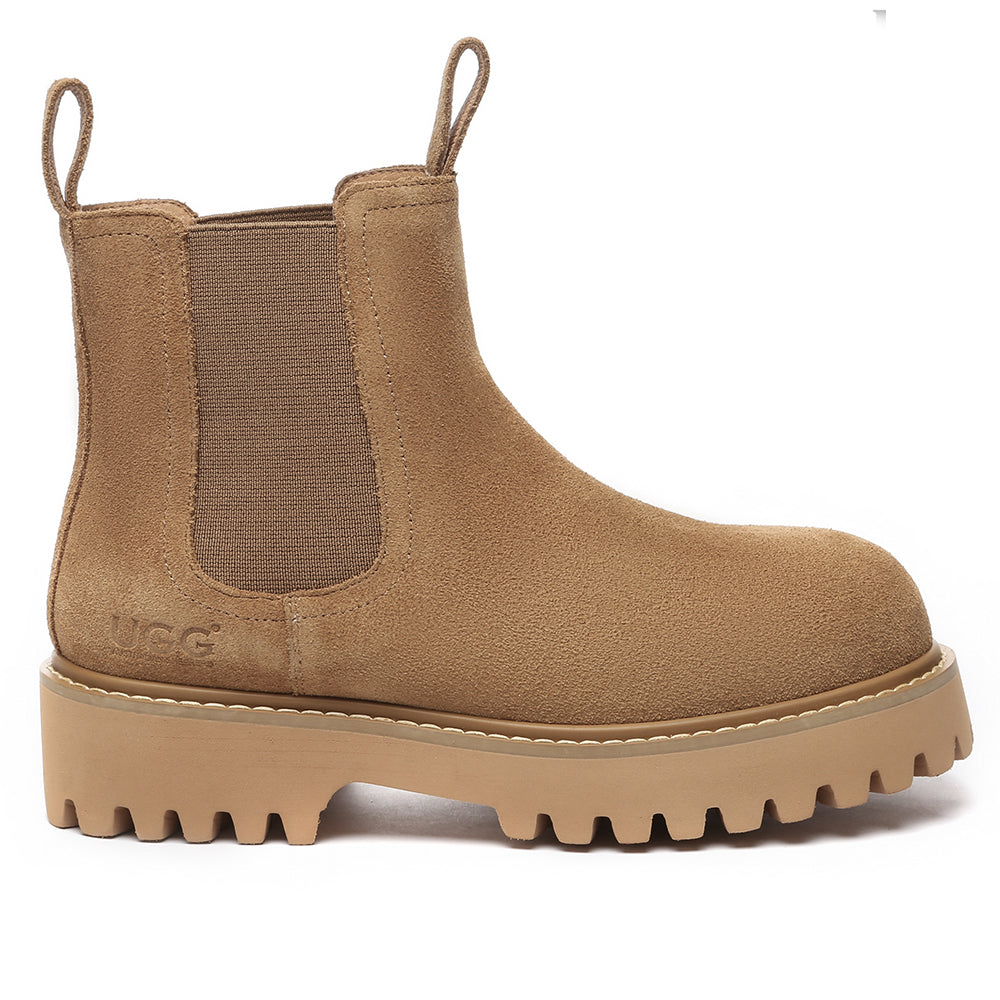 EverUgg women's Chelsea boots featuring classic ankle-height design and sleek leather finish.