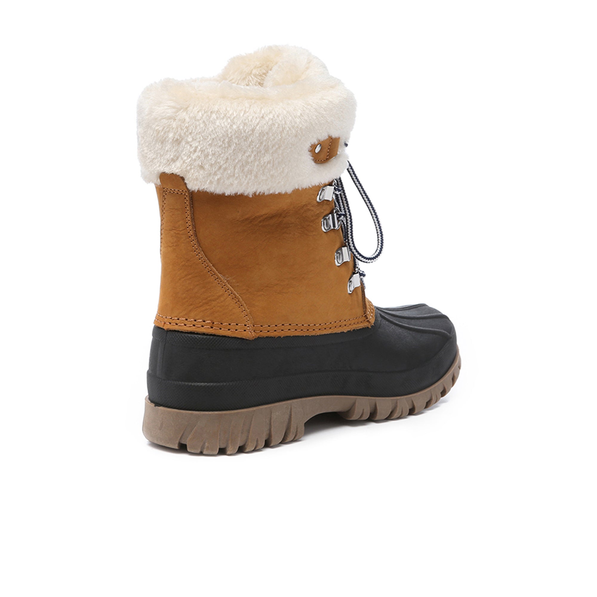 Women’s EverUgg lace-up Perisher snow boots with fur lining and rugged rubber soles, designed for winter outdoor wear.