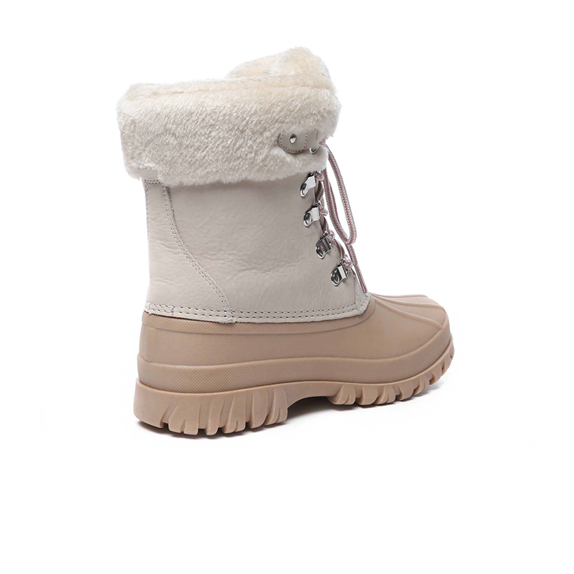 EverUgg women's lace-up snow boots with rugged rubber soles and warm lining, ideal for winter snow conditions.