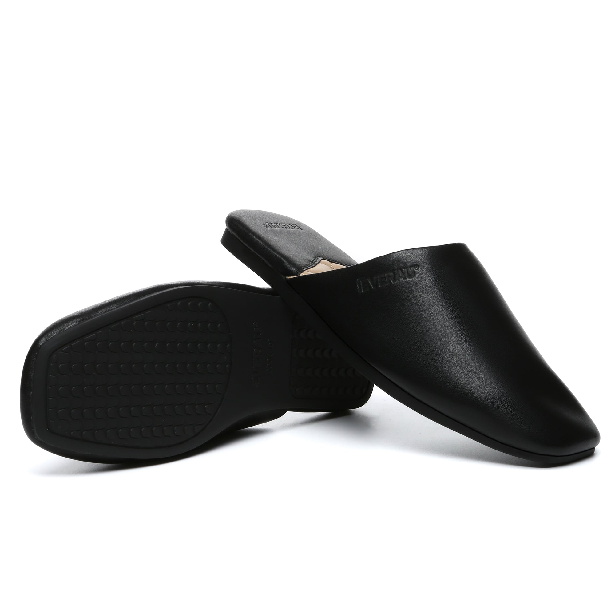 EverUgg women leather mules flats, stylish slip-on shoes for women, featuring smooth leather and comfortable flat design.
