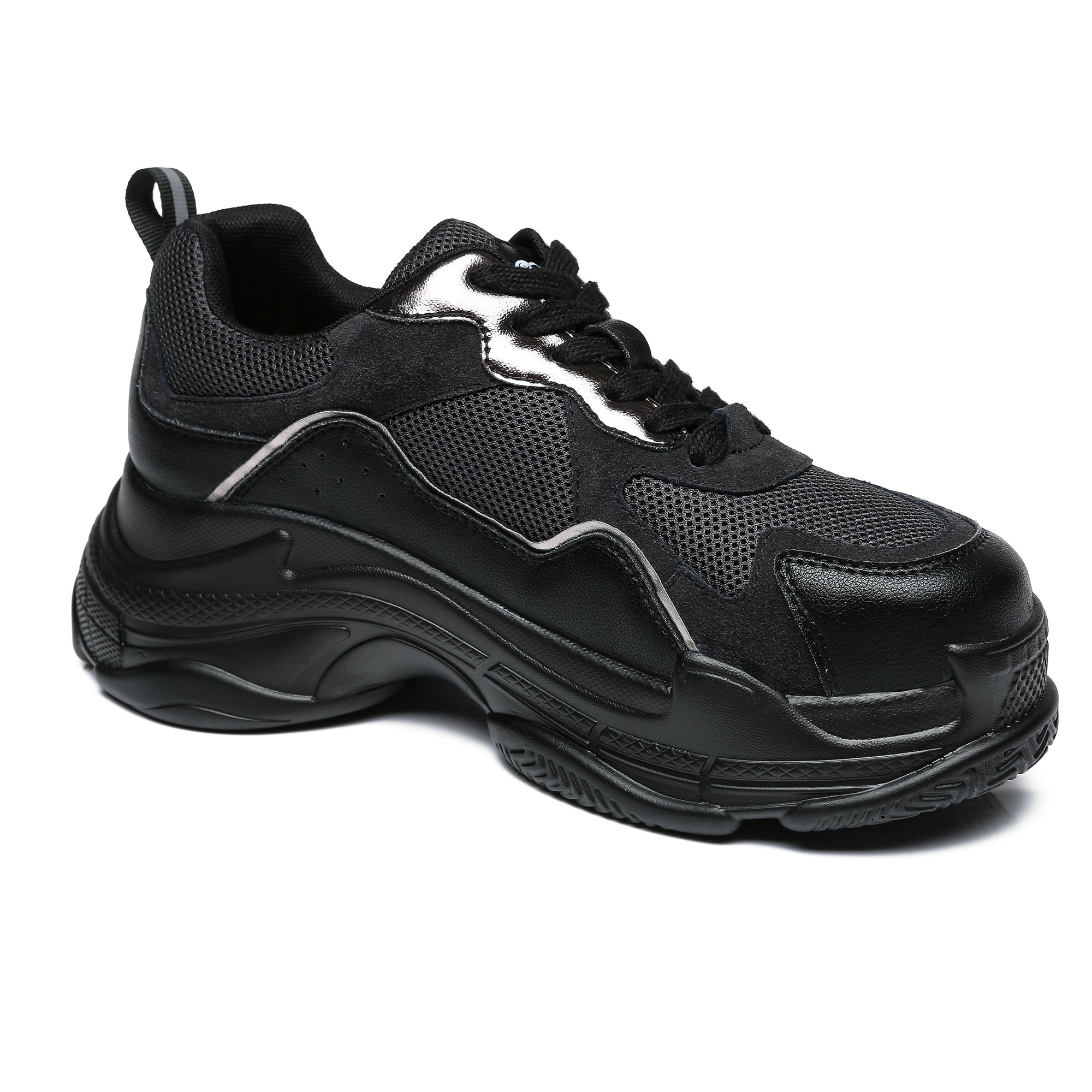 Black women platform sneakers by EverUgg featuring chunky soles and stylish design, perfect for casual and trendy looks.