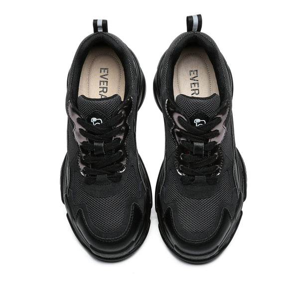Black women platform sneakers from EverUgg with chunky soles and stylish design, perfect for casual and trendy outfits.
