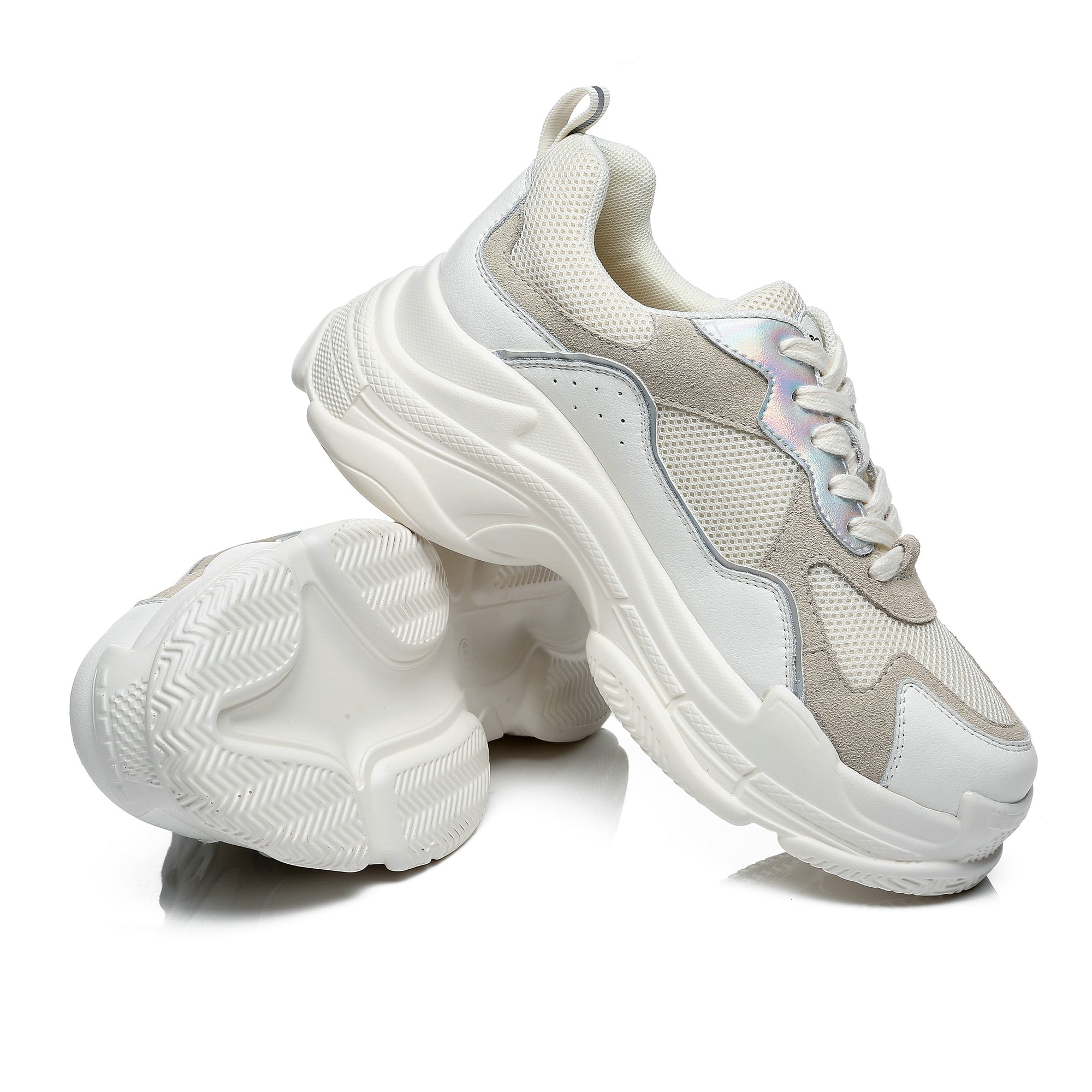 White women platform sneakers by EverUgg featuring a chunky sole and casual lace-up design.
