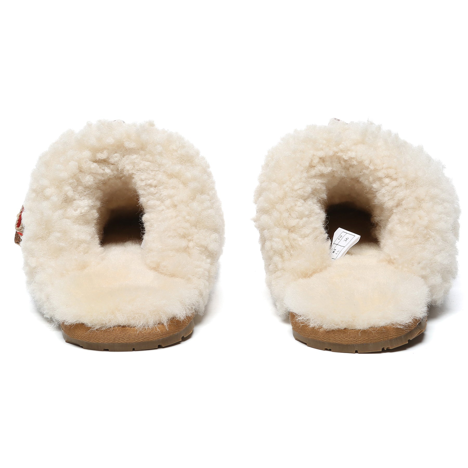Cream Wool Bow Stitch UGG slippers for women, featuring soft wool and a stylish bow detail, designed for cozy comfort.