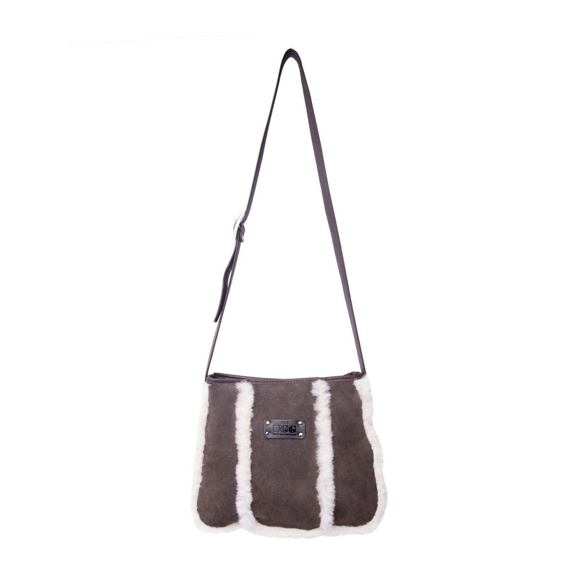 Australian-made EverUgg wool over shoulder handbag with soft, textured wool exterior and adjustable strap, stylish and functional.