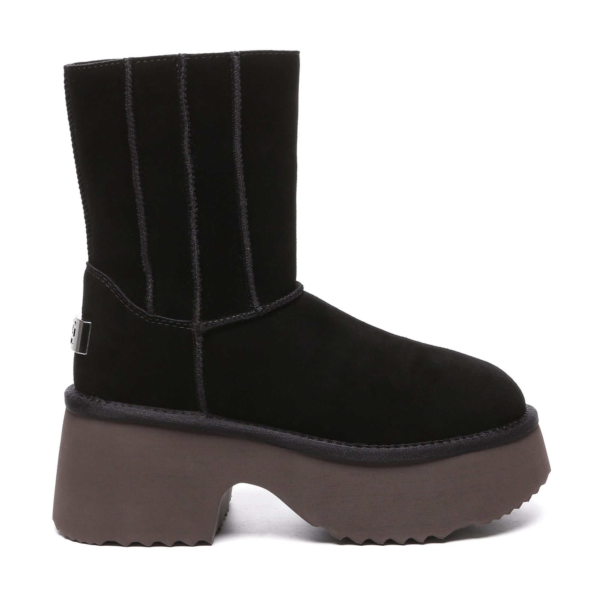 EverUgg Yana Zippers Heel Short Platform Boots for women, stylish shoes featuring zipper details and a chunky heel.