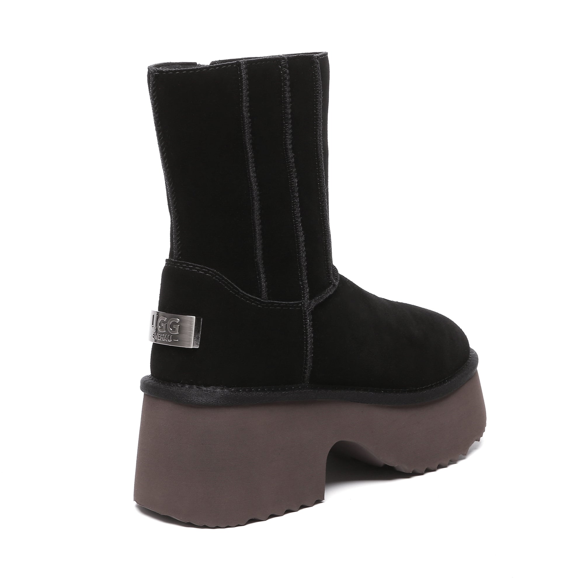 EverUgg Yana Zippers Heel Short Platform Boots, stylish women's shoes with zipper details and a chunky platform heel.