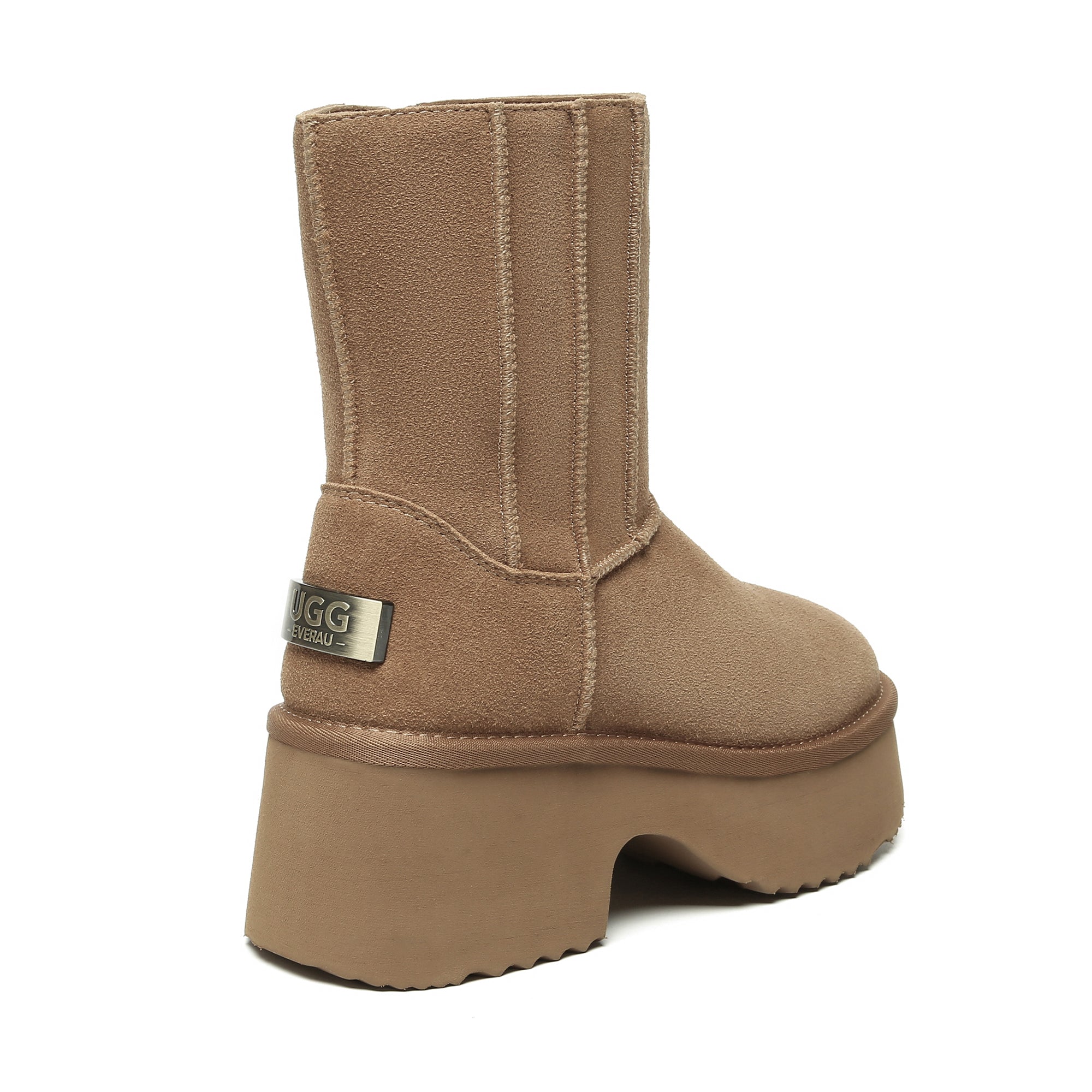 EverUgg Yana Zippers Heel Short Platform Boots with zipper details and chunky heel, stylish women's fashion shoes.