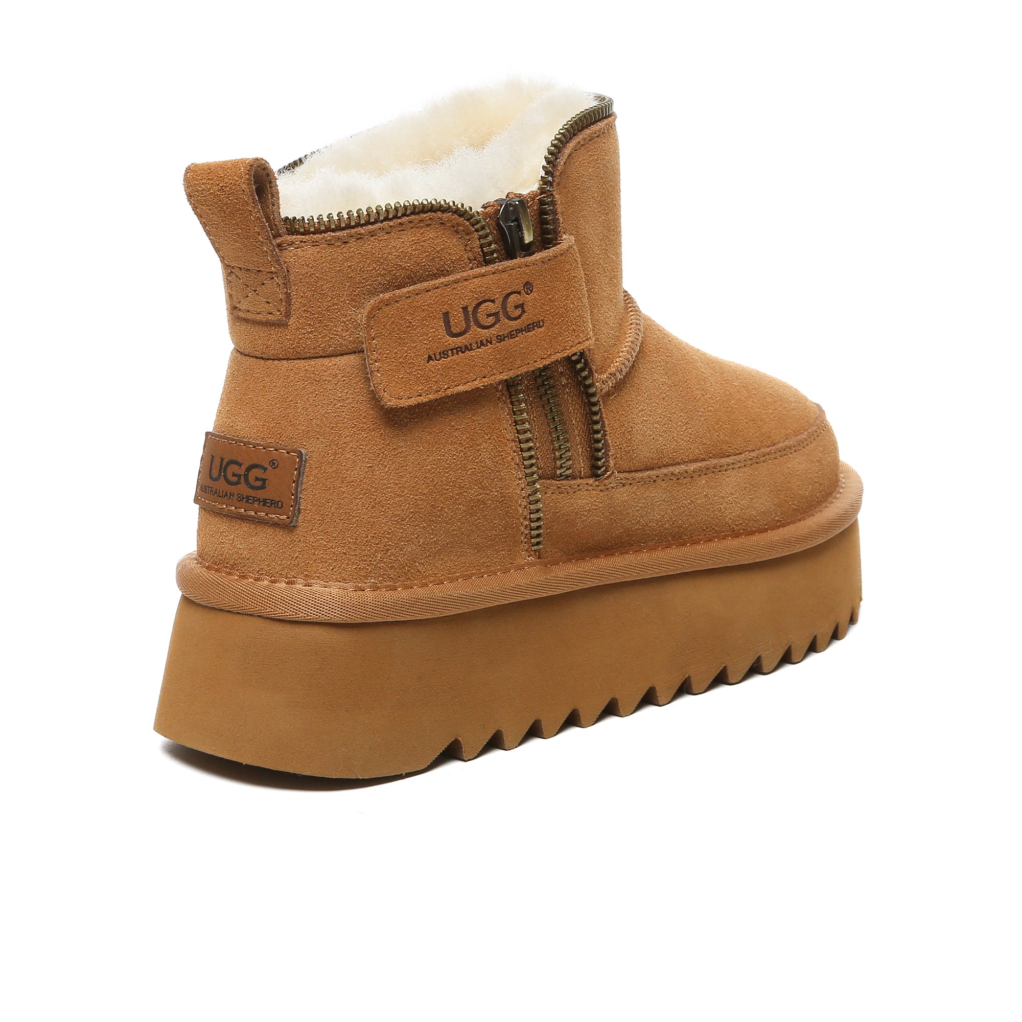 EverUgg zipper ankle UGG platform boots for women featuring a sleek design and durable sole, showcasing their stylish footwear.