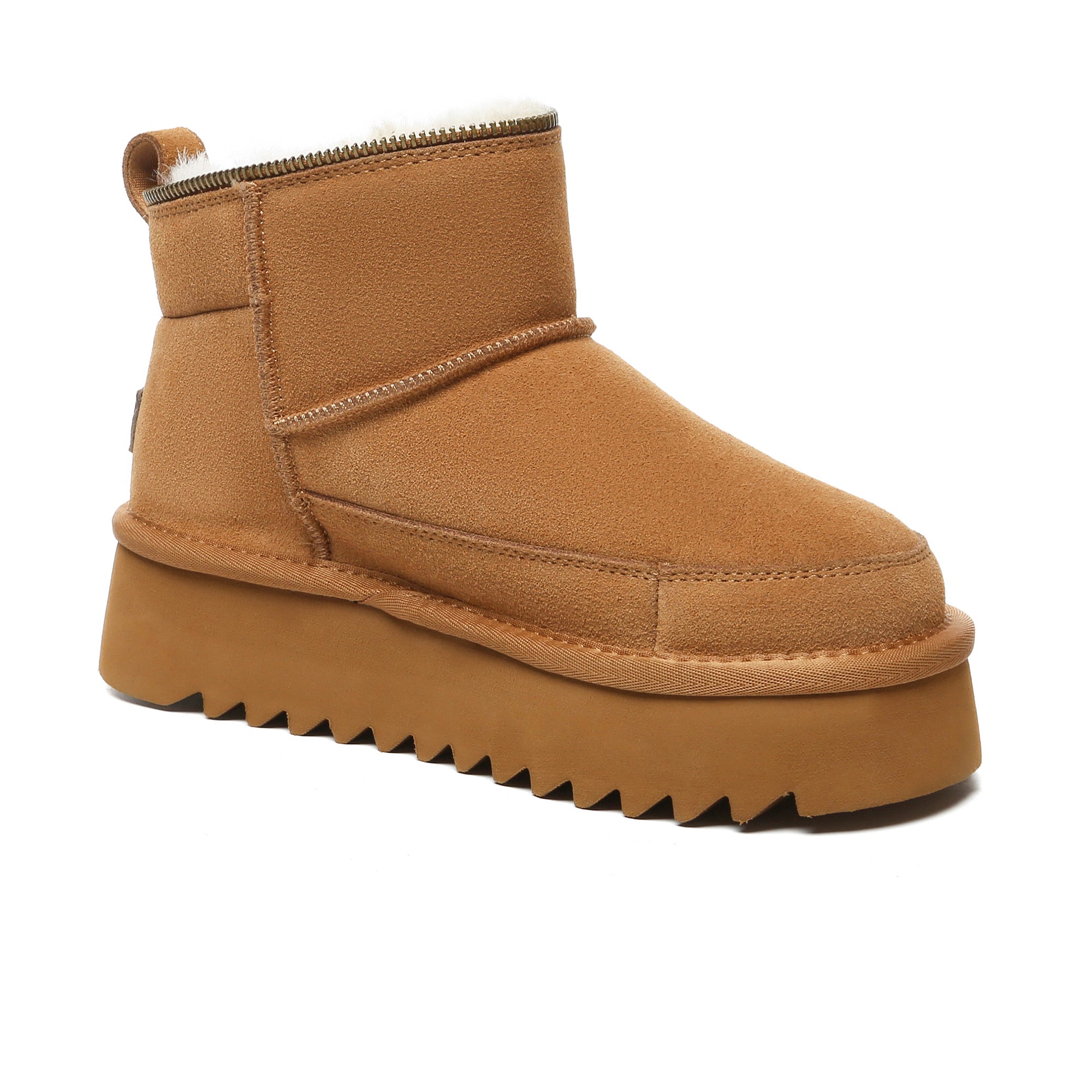 EverUgg zipper ankle UGG platform boots for women featuring a sleek design with side zipper and comfortable sole.