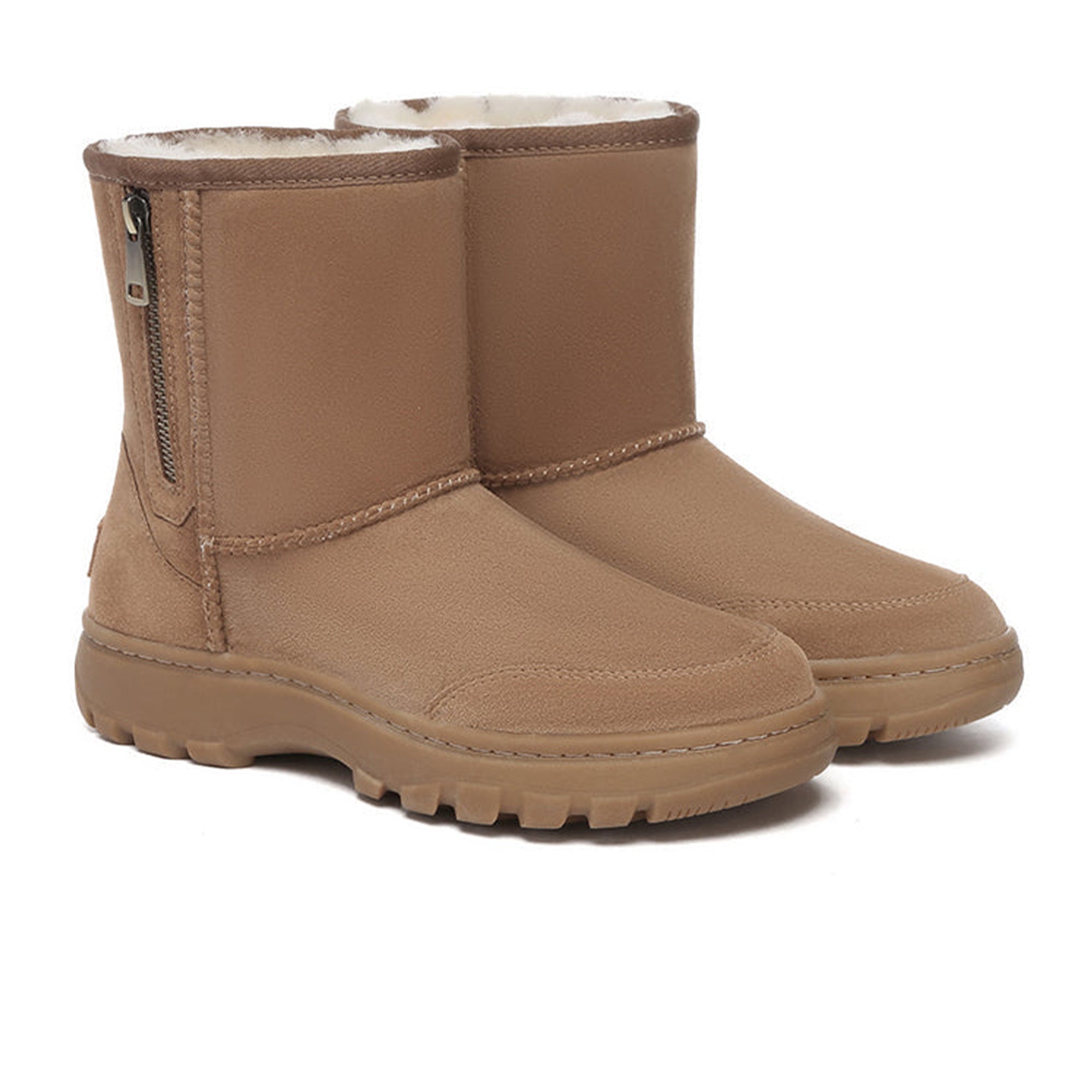 EverUgg zipper short classic explorer boots, stylish UGG footwear with zipper detail and rugged design, ideal for outdoor wear.