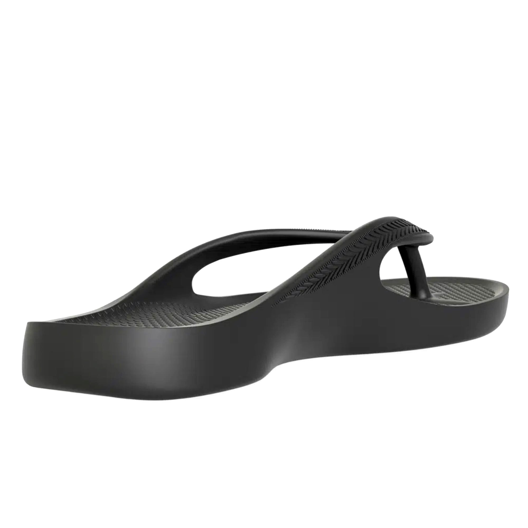 Black Lightfeet arch support thongs featuring cushioned footbed and supportive design for comfortable wear.