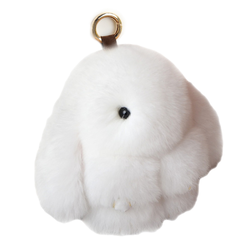White bunny keychain featuring a cute bunny design from Snuggyz, perfect for attaching to keys or bags.