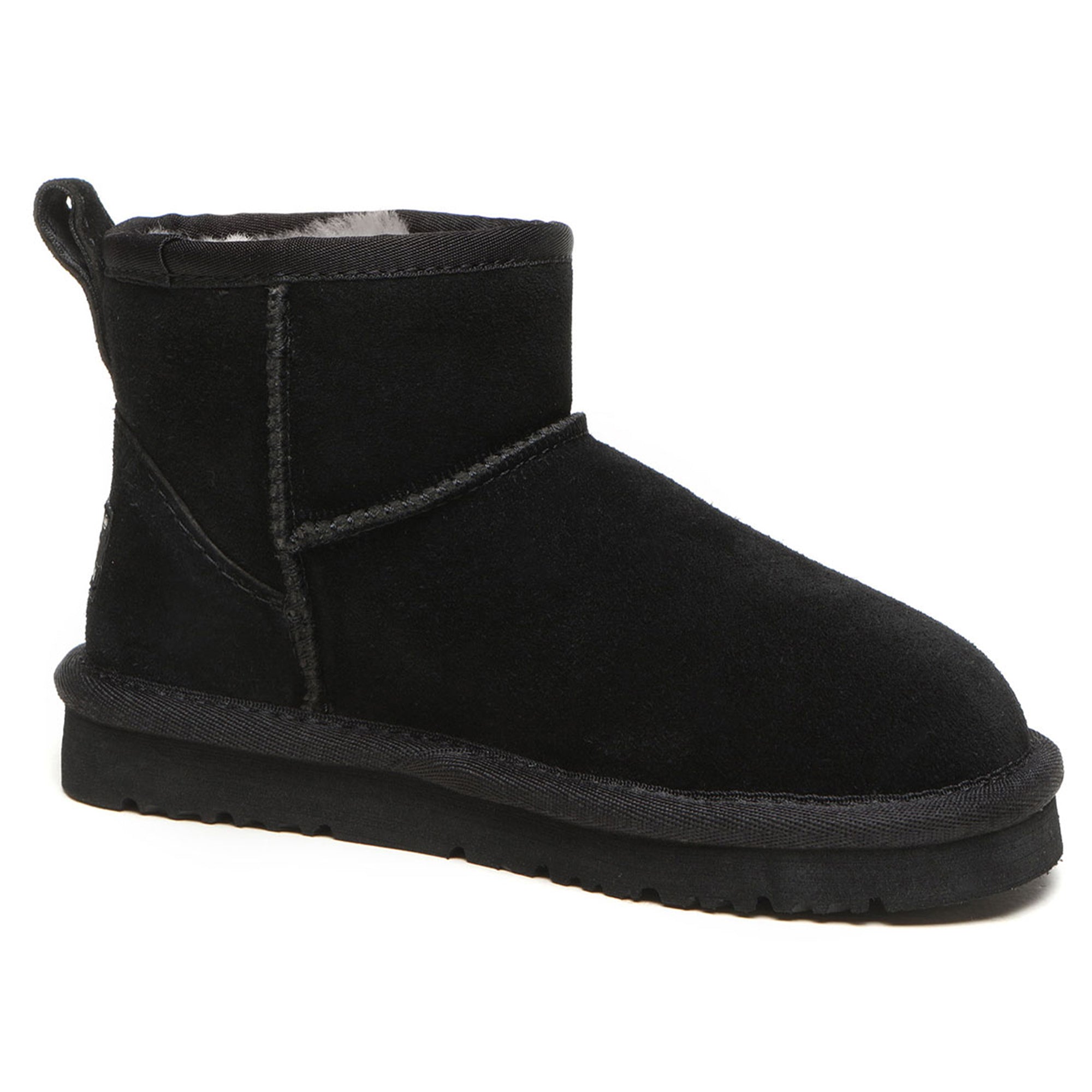 Kids' Classic Mini UGG Boots by EverUgg in chestnut with soft sheepskin lining and rubber sole, perfect for cold weather.