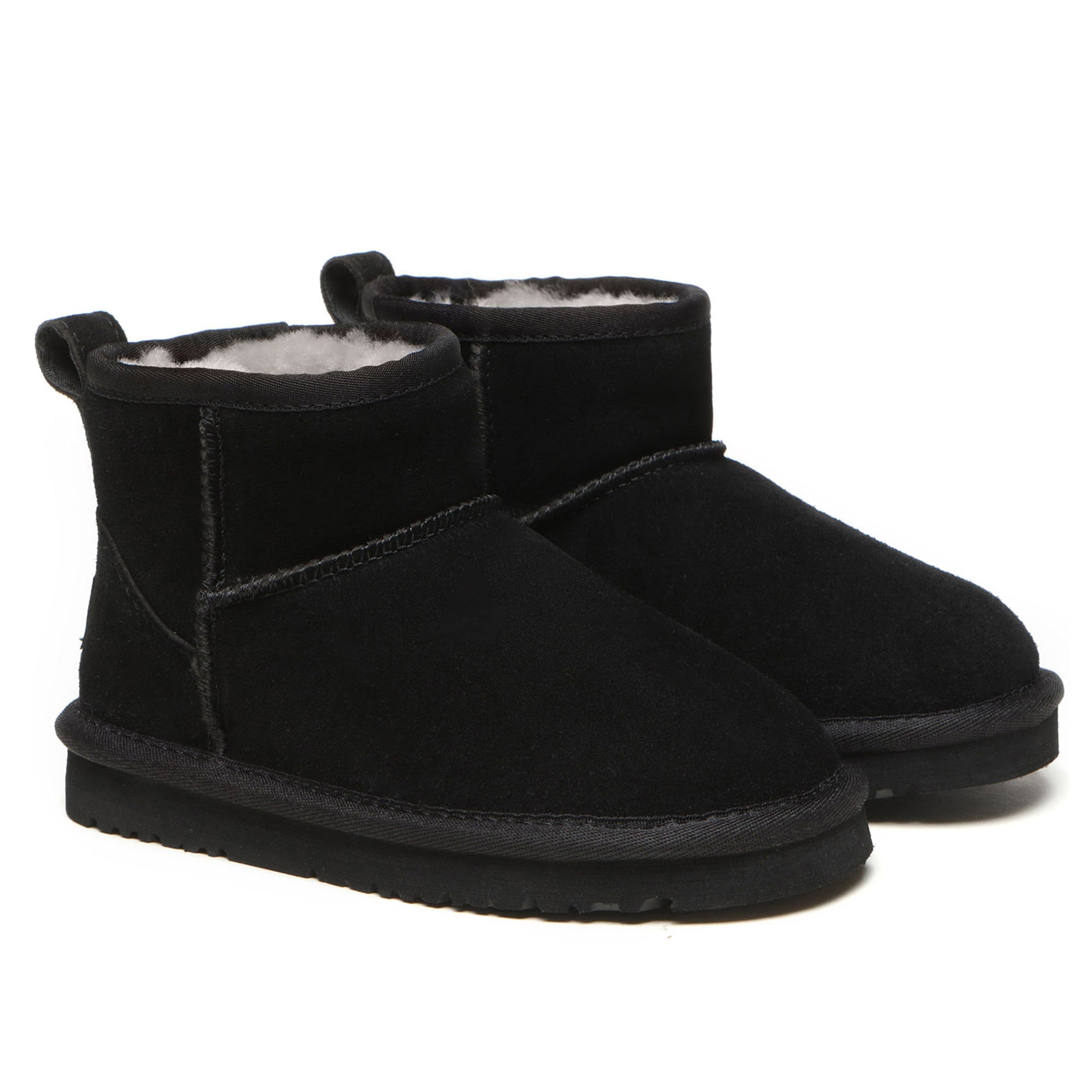 Mini kids' UGG boots by EverUgg, classic style with soft sheepskin lining and cozy suede exterior, perfect for cold weather.