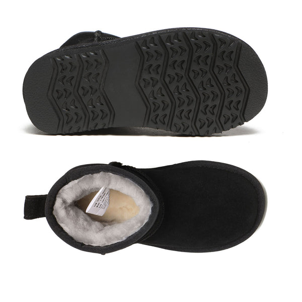 Classic mini kids UGG boots by EverUgg featuring soft sheepskin lining and durable suede exterior, designed for comfort and warmth.