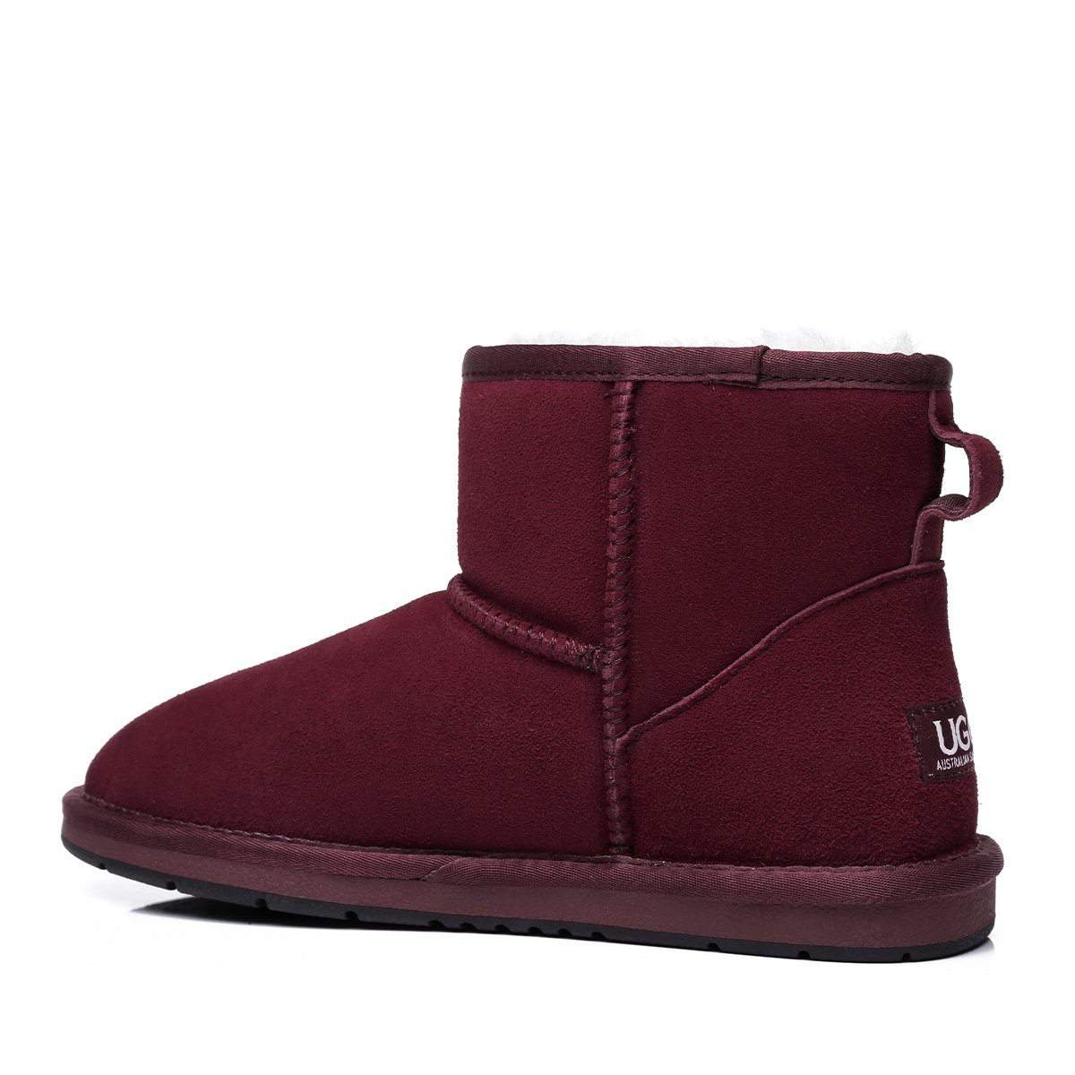 Close-up of EverUgg Classic Mini UGG boots in various special suede colors for women, showcasing the textured suede material.