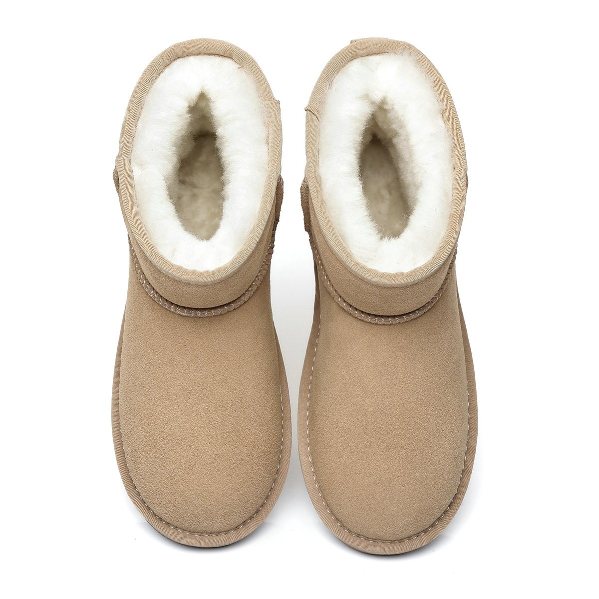 Pair of EverUgg Classic Mini UGG Boots in vibrant suede, showcasing their stylish design and colorful accents for women.