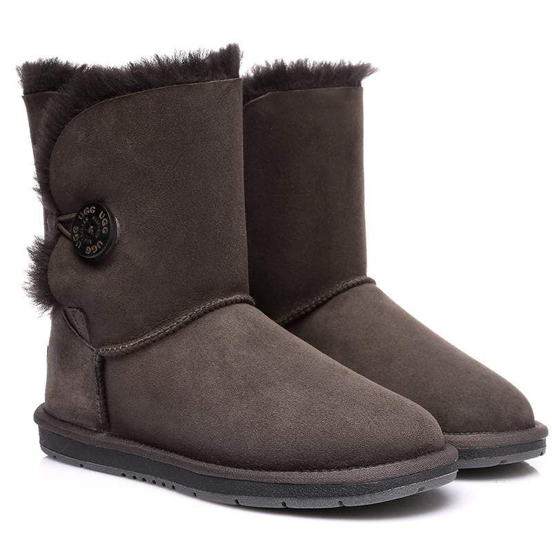 EverUgg Classic Short 1-Button UGG boots for women, featuring a cozy sheepskin interior and stylish short design.