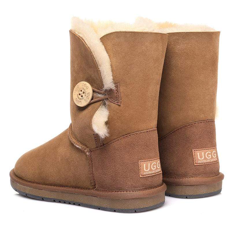 EverUgg Classic Short 1-Button UGG Boots for women featuring a cozy sheepskin interior and a stylish button detail.