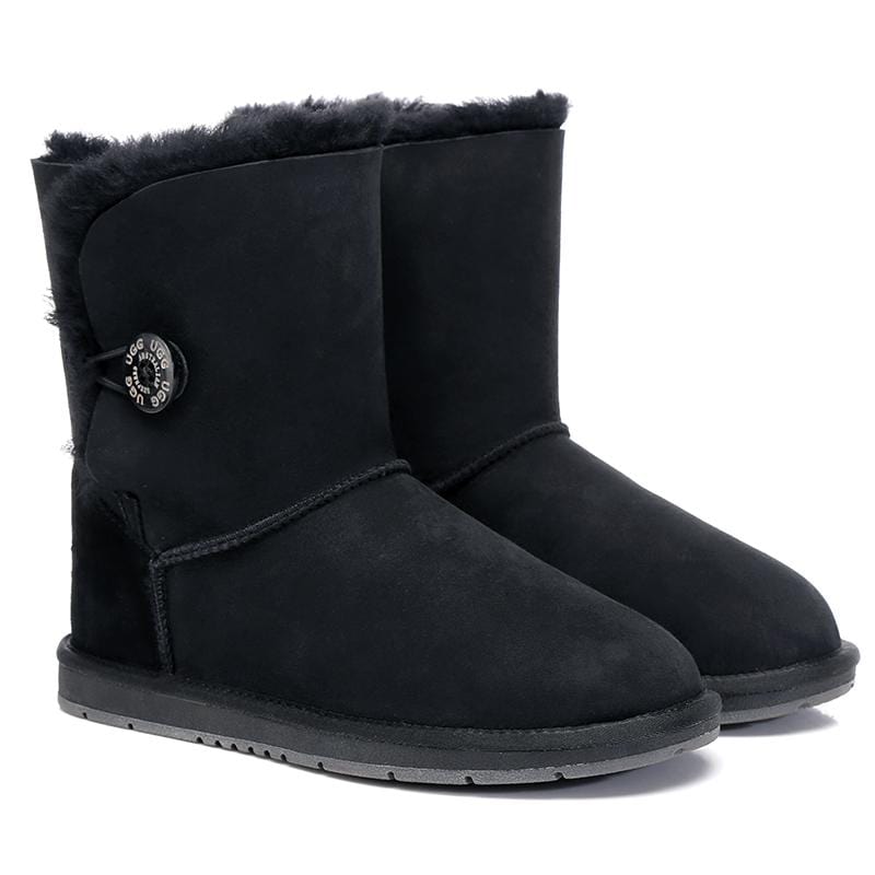 EverUgg Classic Short 1-Button UGG Boots for women, featuring a button detail and soft sheepskin exterior.