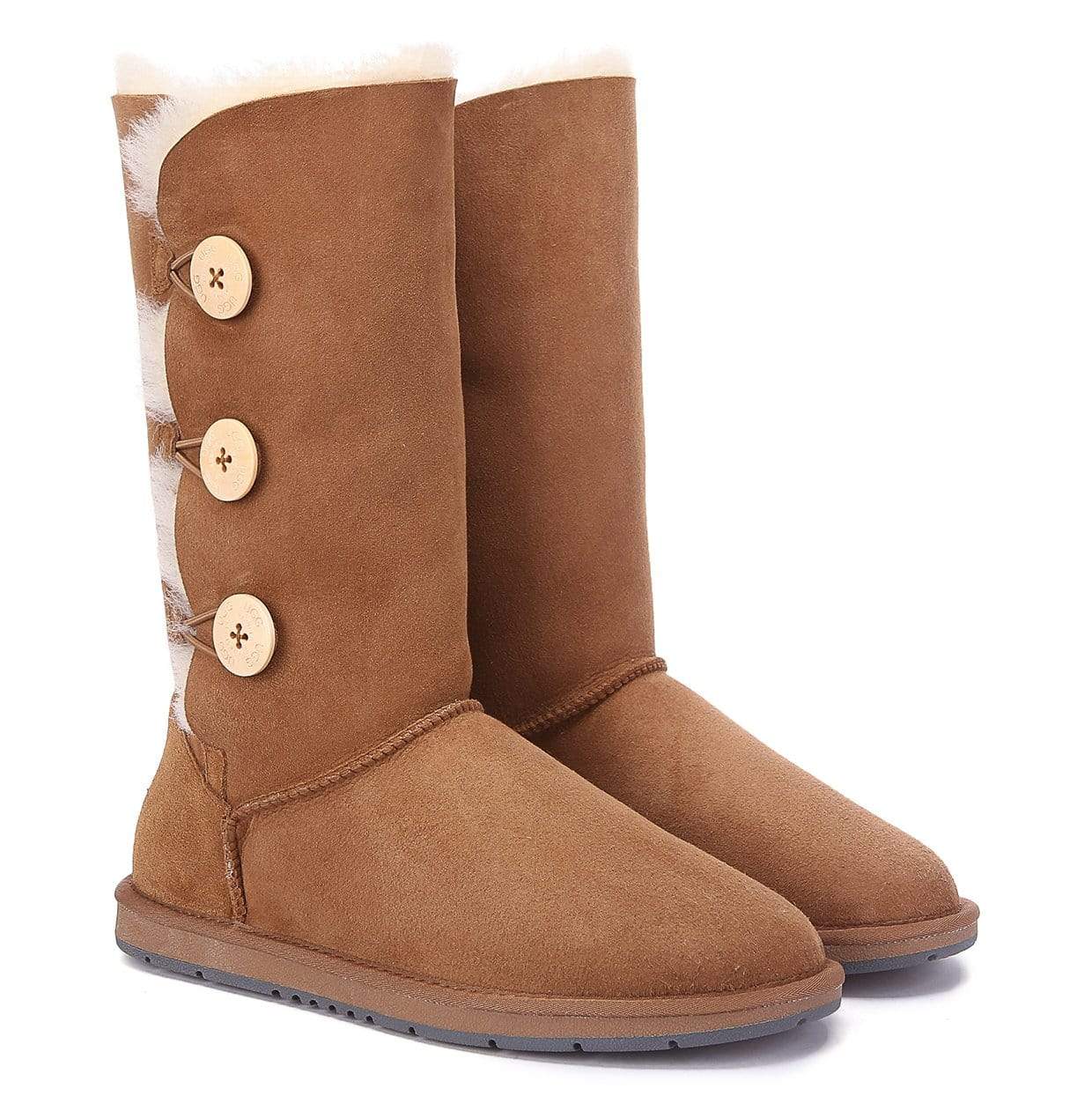 EverUgg Classic Tall 3-Button UGG Boots for women, featuring a tall design with three decorative buttons and cozy sheepskin interior.