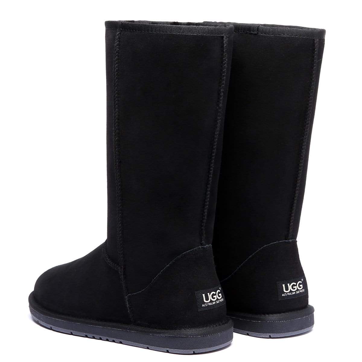 EverUgg Classic Tall UGG Boots for women, showcasing soft suede exterior, cozy sheepskin lining, and rugged rubber sole.