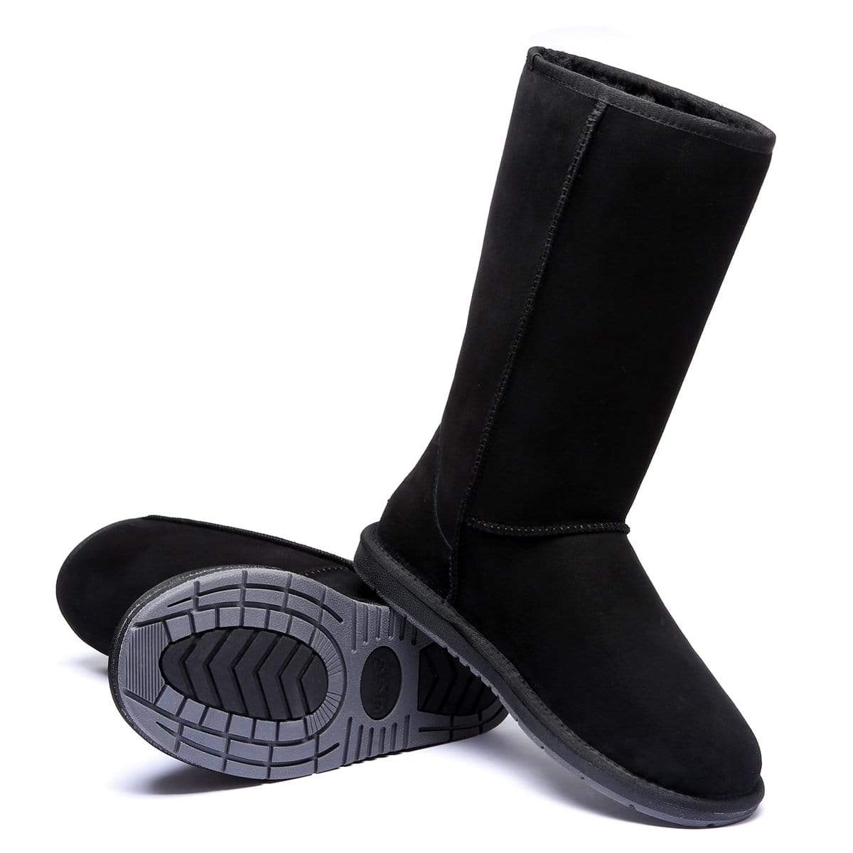 EverUgg Classic Tall UGG Boots for women, showcasing cozy sheepskin lining and tall leather design on a neutral background.