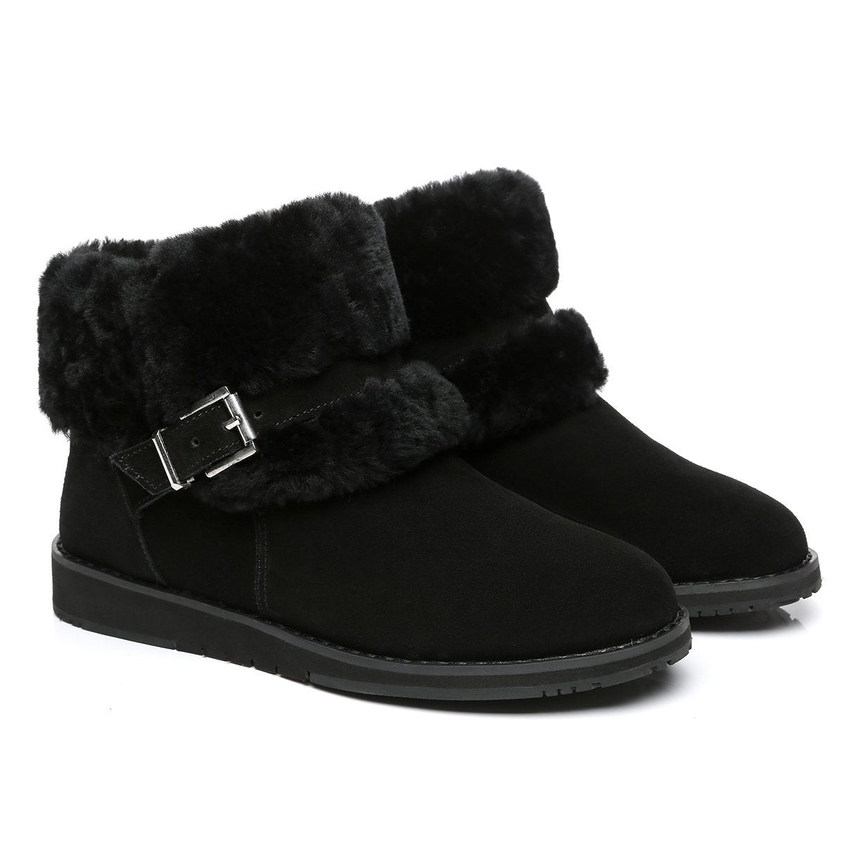 UGG Collette Buckled Strap Fluffy Boots