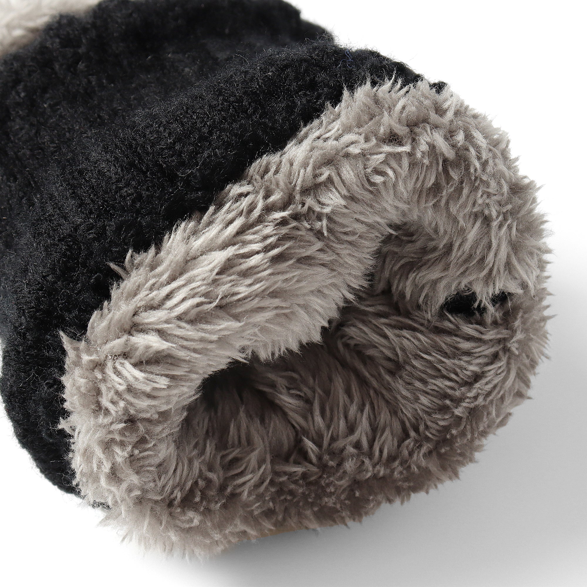 Black EverUgg fingerless ultra plush knit gloves with ribbed cuffs, designed for warmth and comfort.