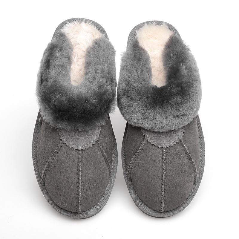 EverUgg Frankie UGG slippers for women featuring soft, plush fabric and a cozy slip-on design.