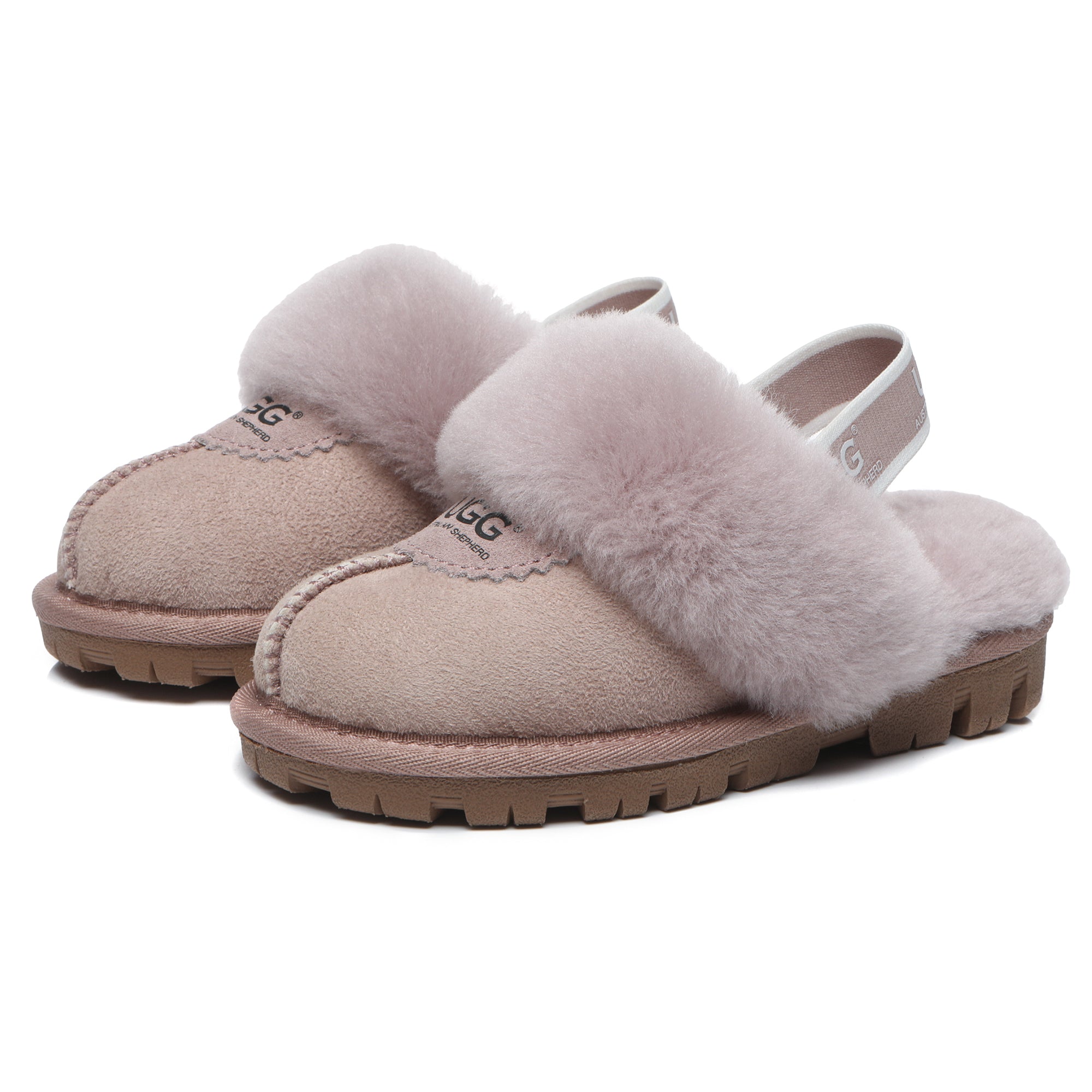 EverUgg Harper Kids UGG slippers in cozy plush fabric with a soft sole, designed for comfortable indoor wear for children.