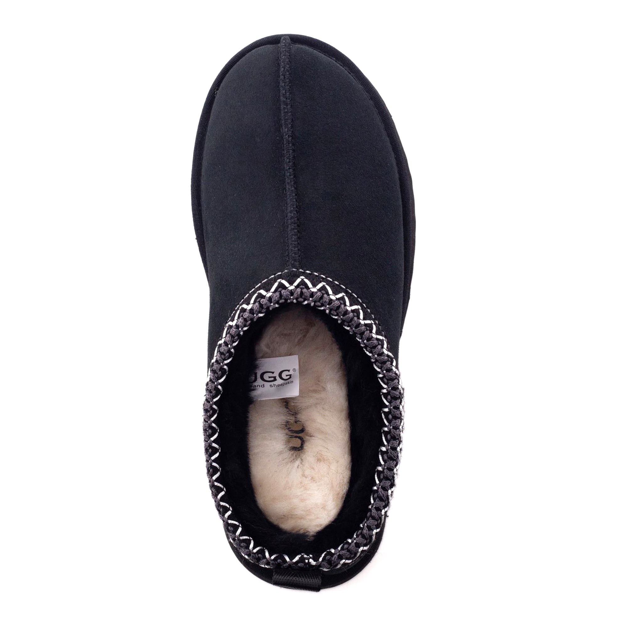 Black Auzland Mackenzie Platform UGG slippers with soft, plush lining and sturdy platform sole for cozy comfort and casual style.