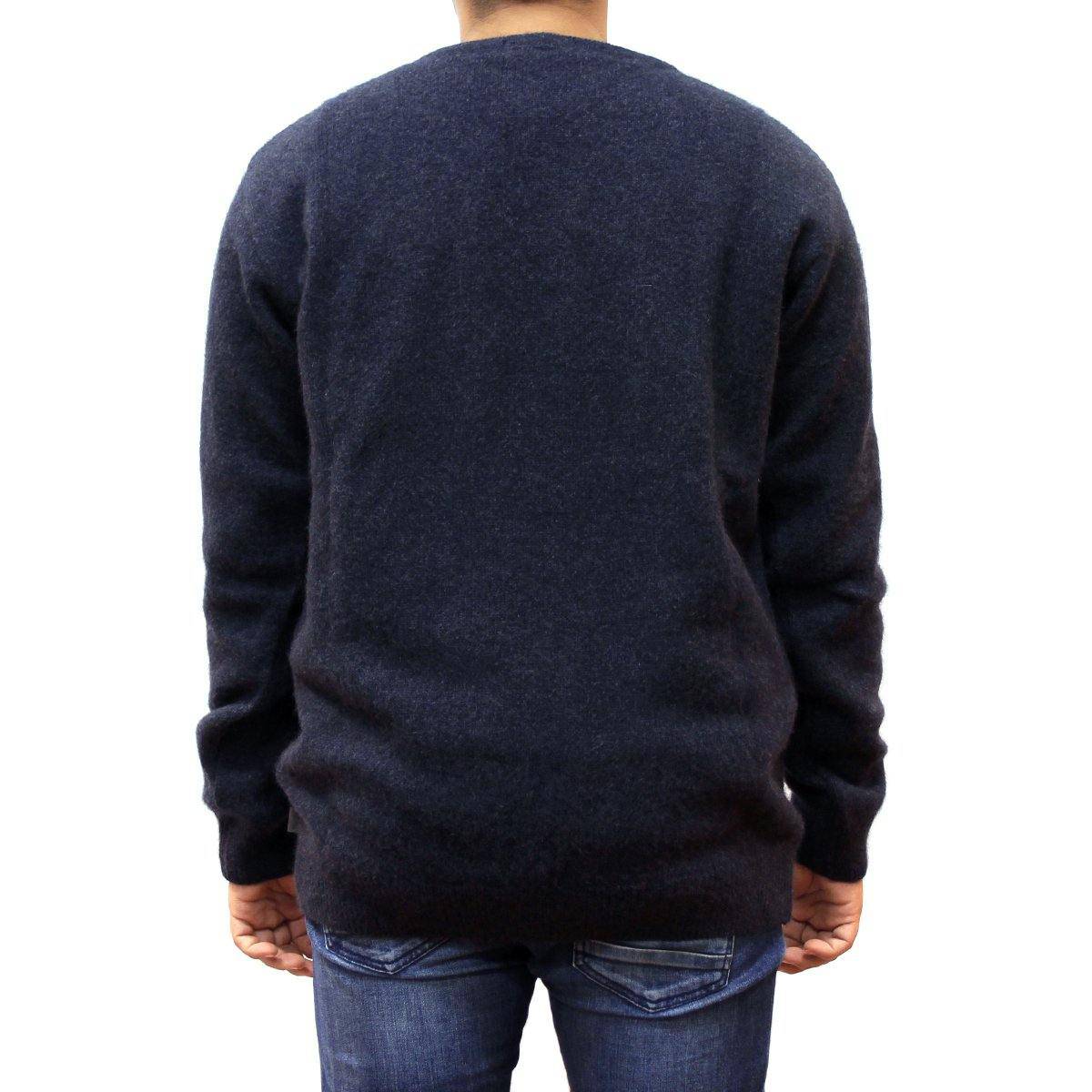 Men's Indigo Crew Neck Jumper made from possum and merino wool by Koru, showing the soft fabric and classic fit.