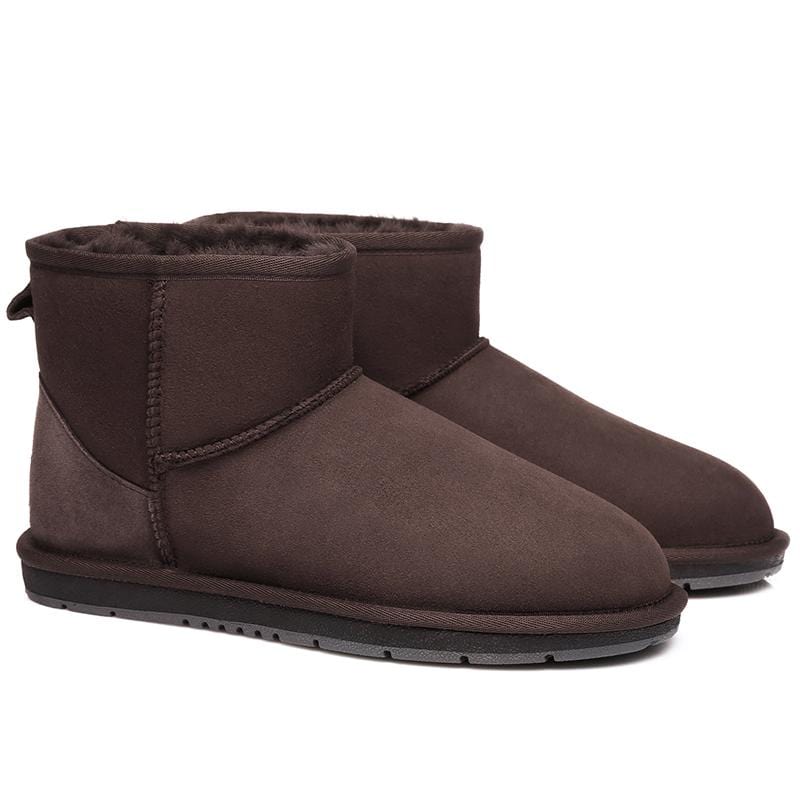 Black Mini Classic UGG Boots for women by EverUgg, showing cozy sheepskin lining and sleek ankle-high design.