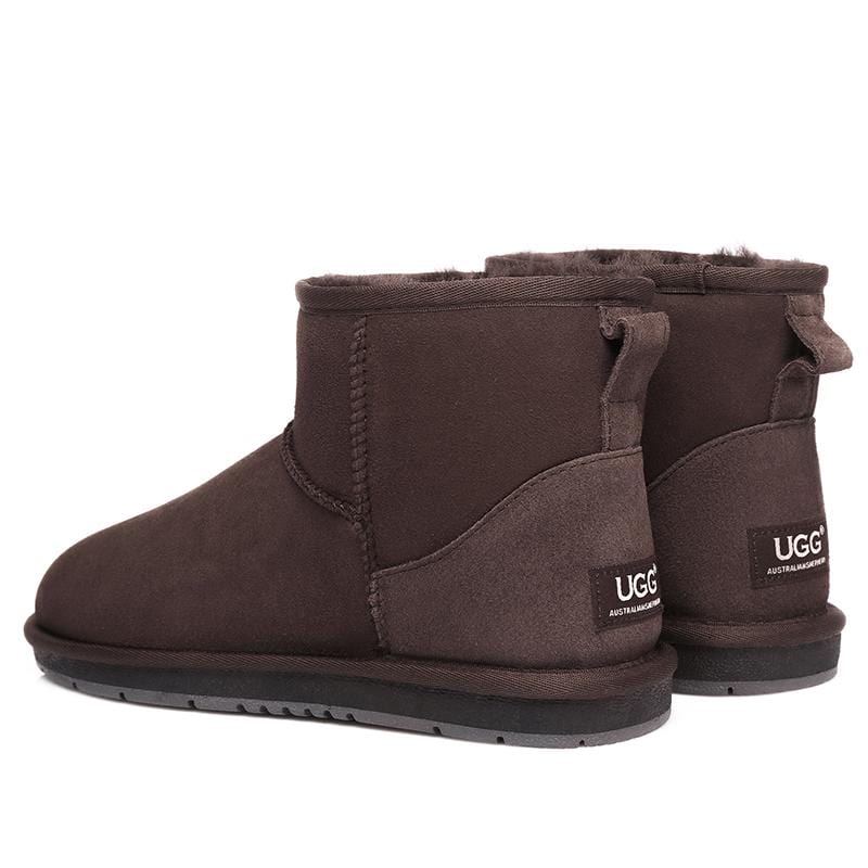 Mini Classic UGG Boots by EverUgg, beige sheepskin shoes for women with plush lining and ankle-high design.