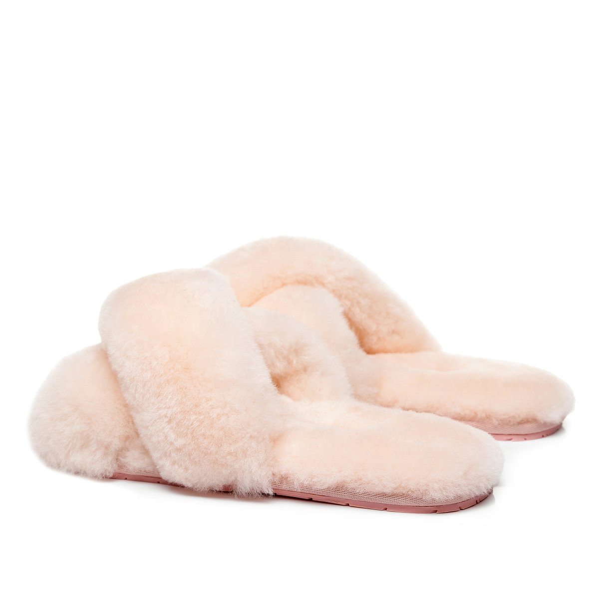 EverUgg Premium Cross Fluff Slides for women featuring soft, fluffy cross straps and a comfortable slide sandal design.