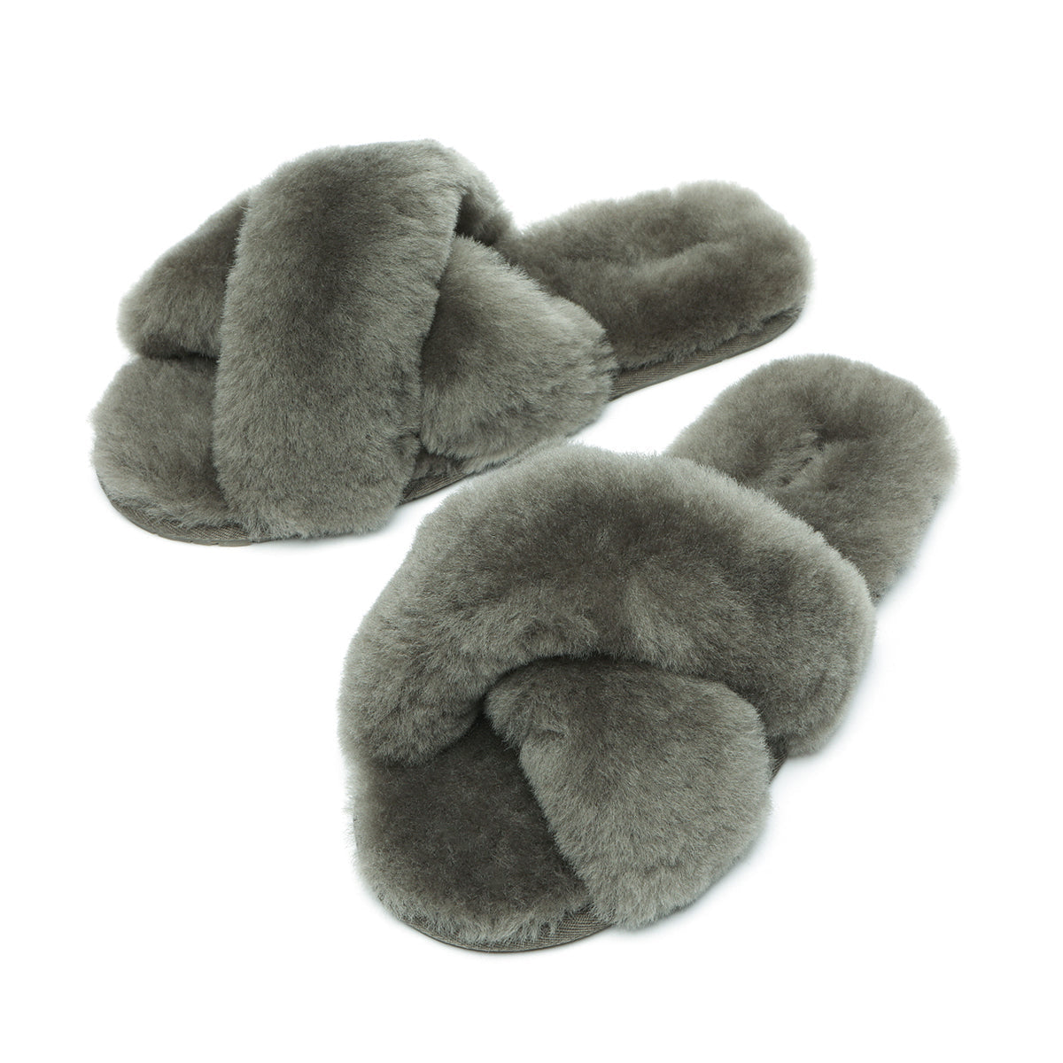 EverUgg Premium Cross Fluff UGG Slides for women, featuring soft fluffy material and casual slip-on design.