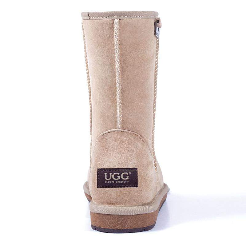 Auzland premium short classic UGG boots for women, featuring soft sheepskin and cozy fleece lining, in a stylish design.