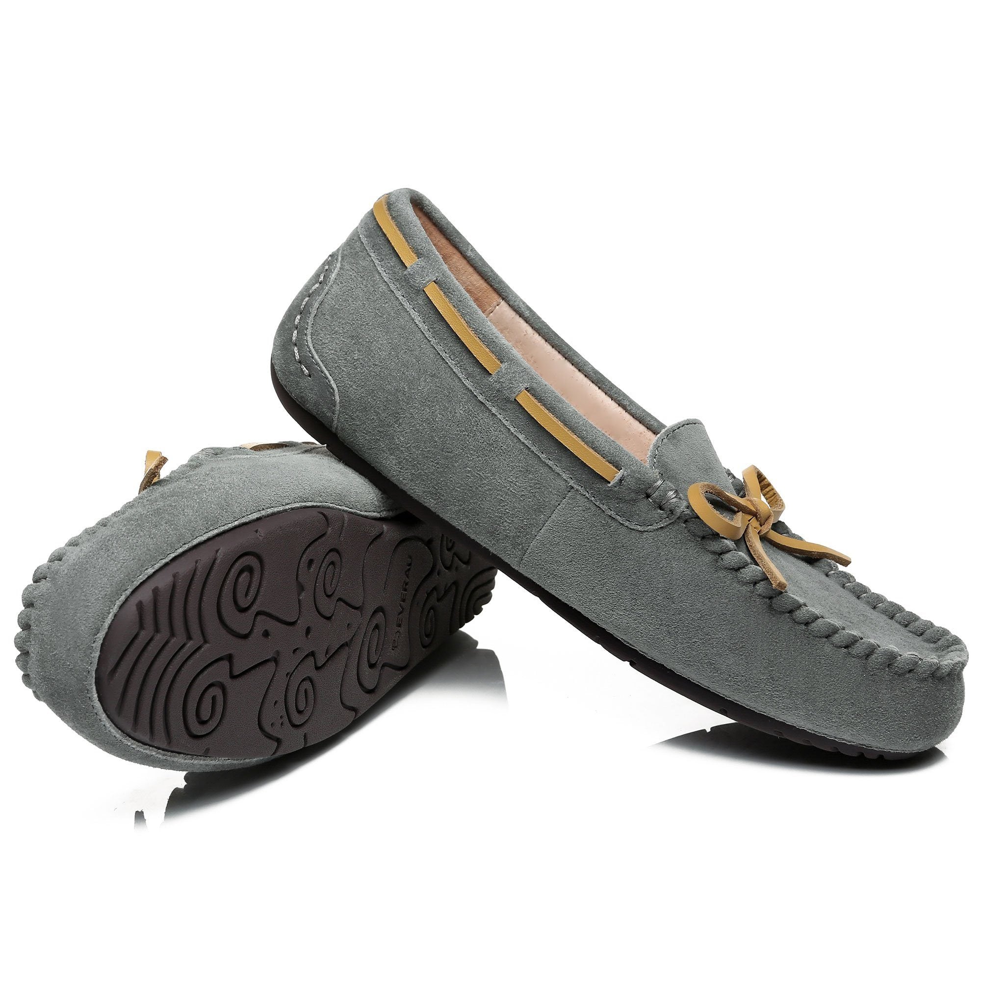 Women's premium summer UGG moccasin shoes in soft leather with a slip-on design and comfortable sole, by EverUgg.
