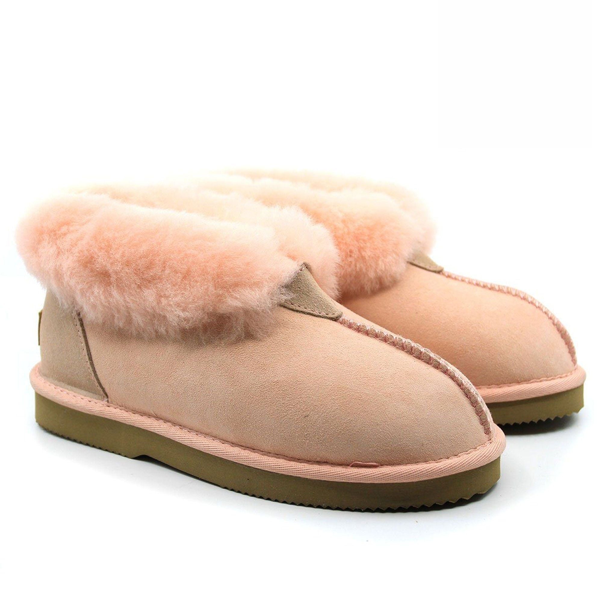 Auzland UGG premium ankle slippers for women, Australian-made soft slip-on shoes with cozy fur lining and ankle height design.