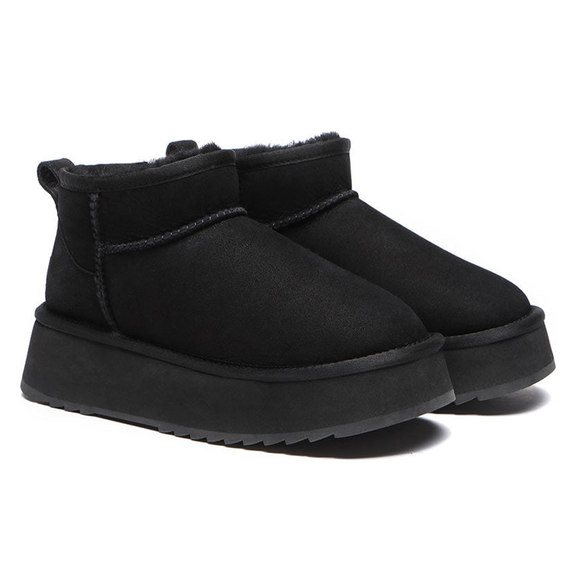 EverUgg premium ultra mini platform UGG boots in neutral color, featuring a cozy shearling lining and sleek design.