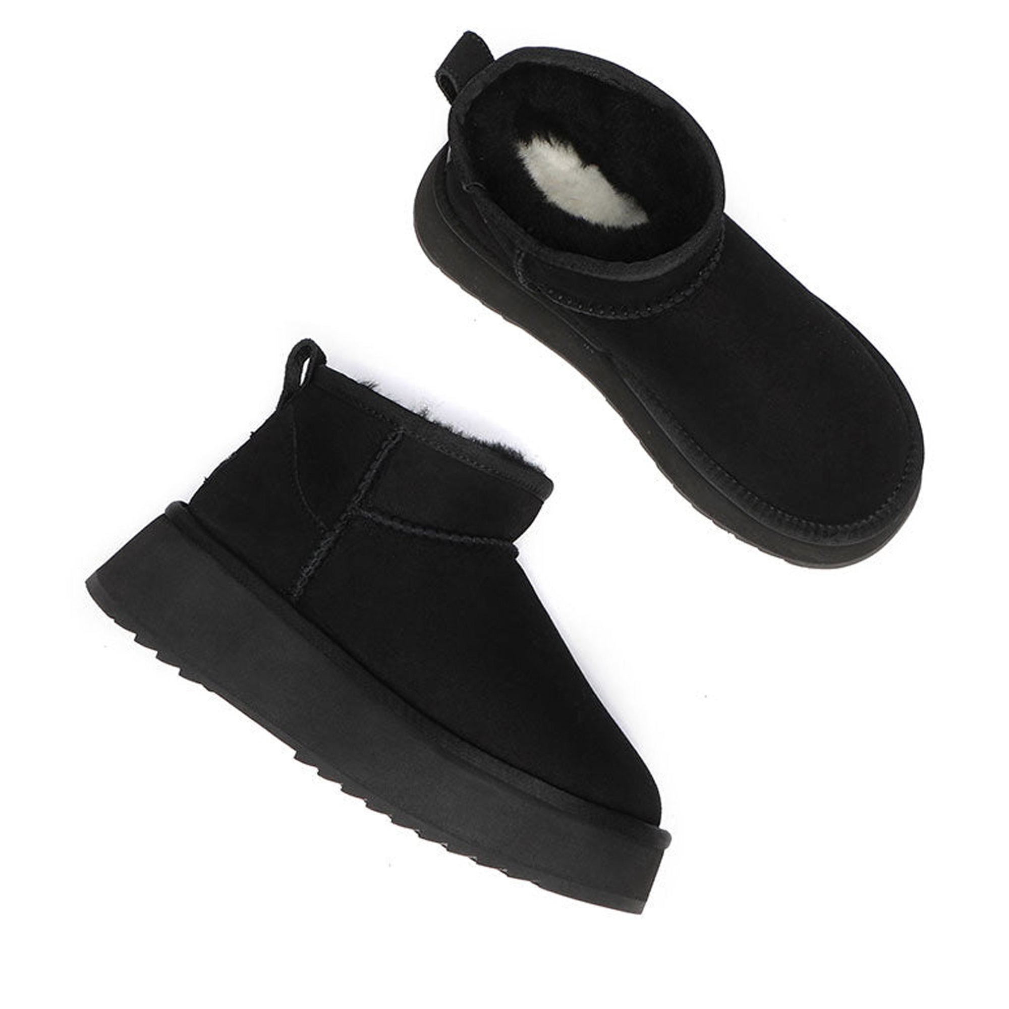 EverUgg Premium Ultra Mini Platform UGG Boots in cozy, textured material, featuring a sleek mini design and sturdy platform sole.