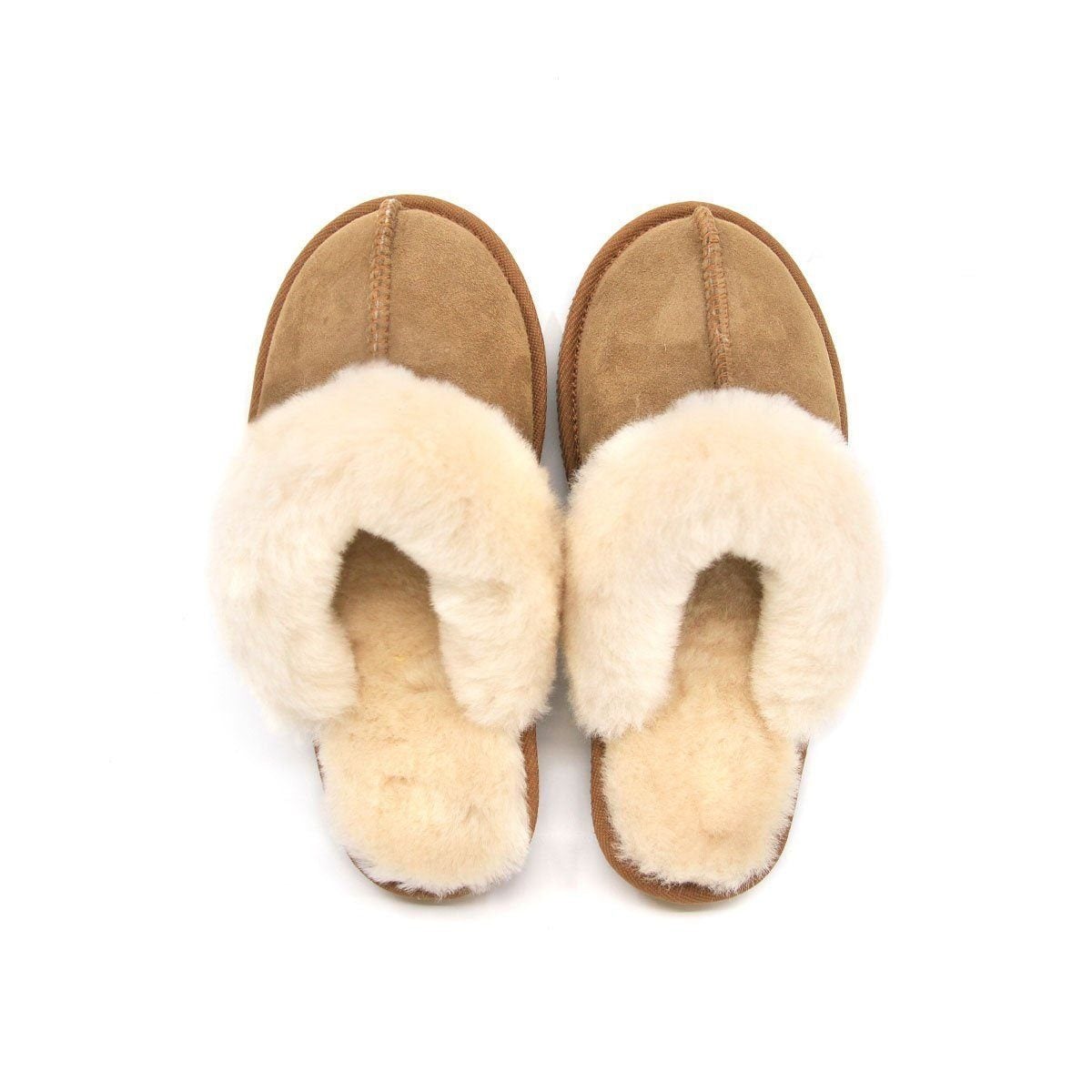 Auzland Premium women UGG slippers in roozee color, Australian-made cozy slip-on shoes with soft shearling lining and rubber sole.