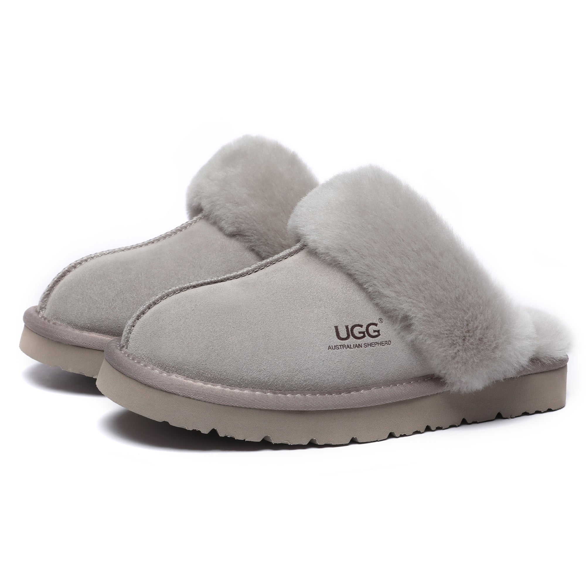 EverUgg premium women’s UGG slippers with plush lining and cozy design, shown in a soft grey color.
