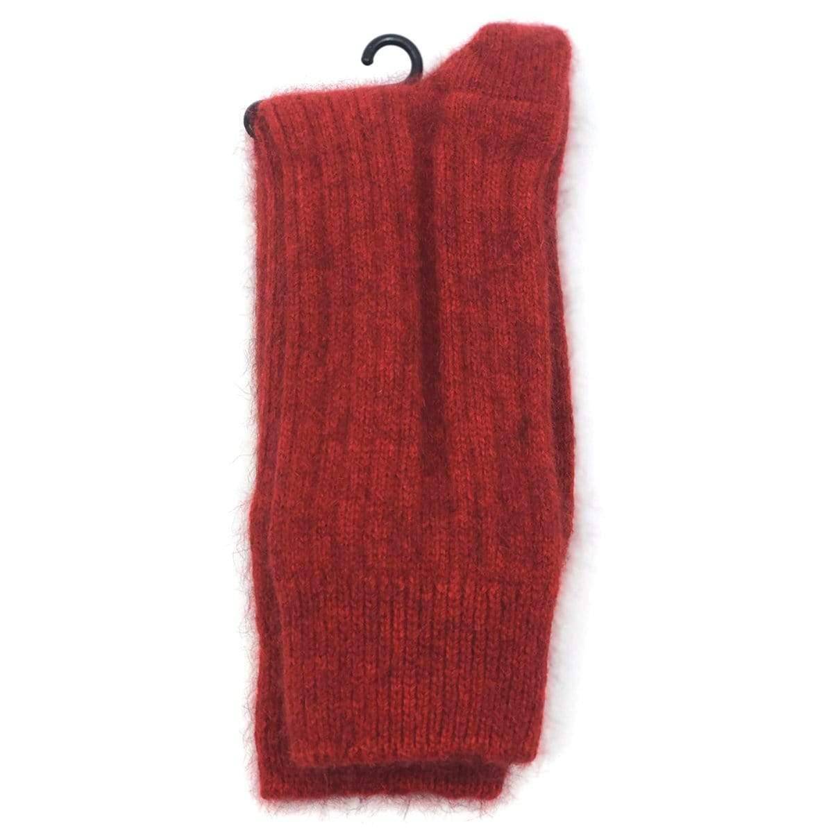 Ribbed Possum Merino Socks - Red