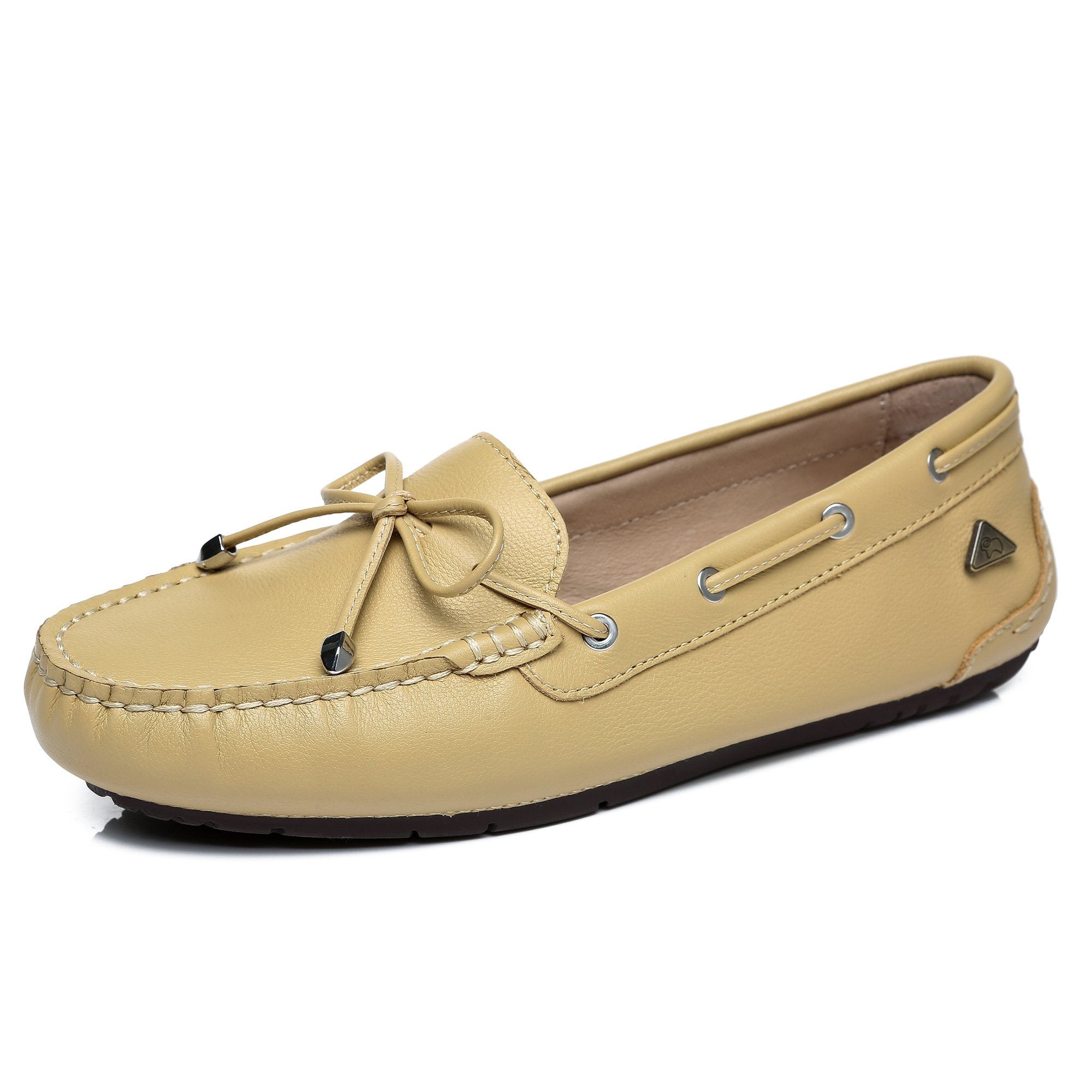 EverUgg Sammy women's leather moccasin shoes with a sleek design, featuring soft leather and comfortable slip-on style.